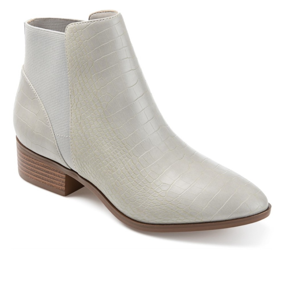 Journee Collection Cerise Grey Vegan Leather Ankle Bootie Size 6.5